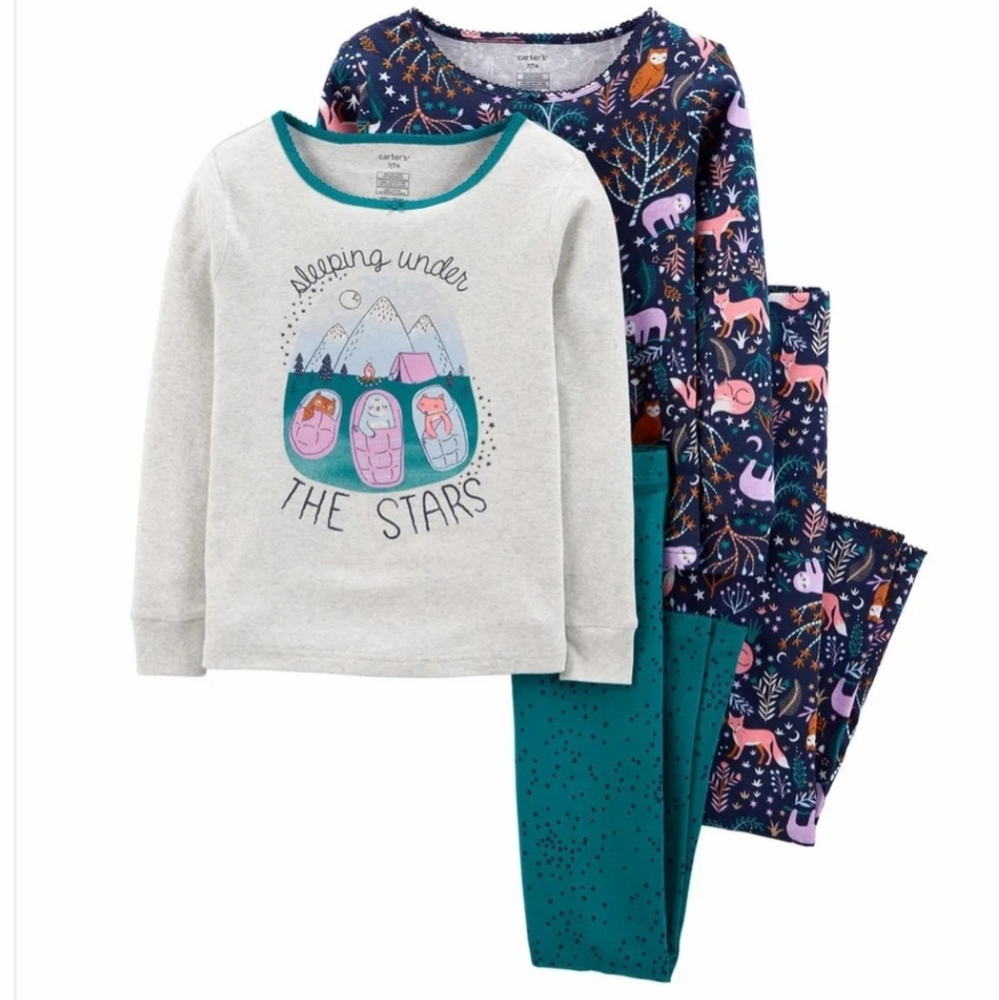 Carter's 4-Piece Animals Cotton PJs - Girl Size 12